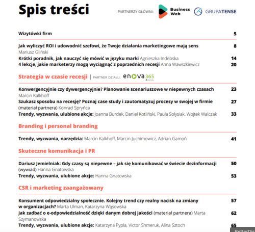 spis treści seo